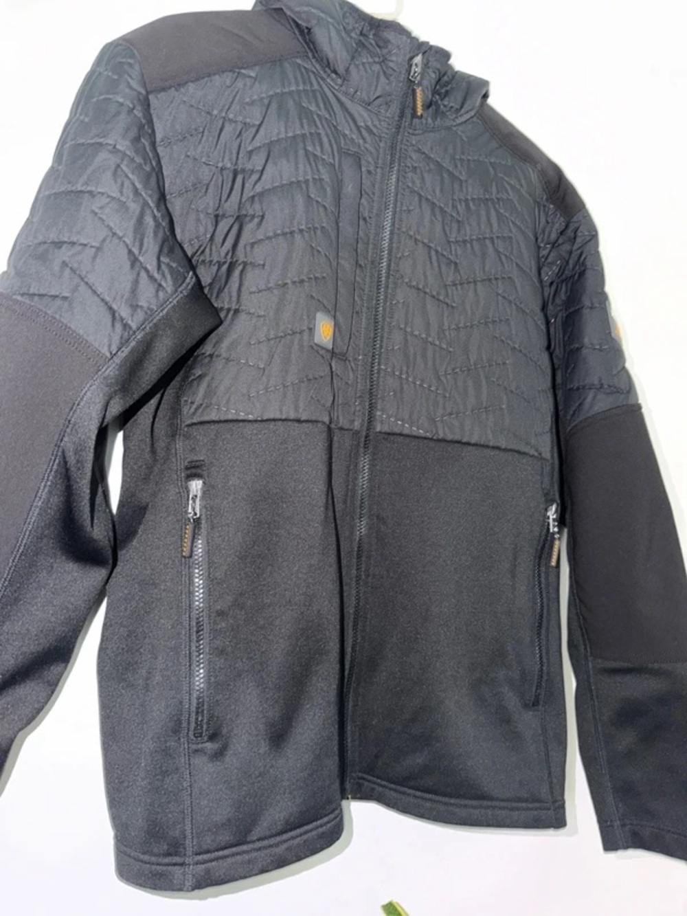 Men's Black Quilted Hybrid Jacket - Lightweight Insulated Coat